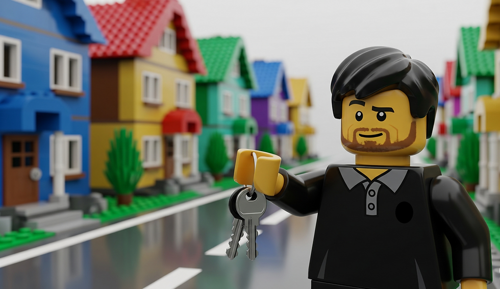 Lego man holding set of keys
