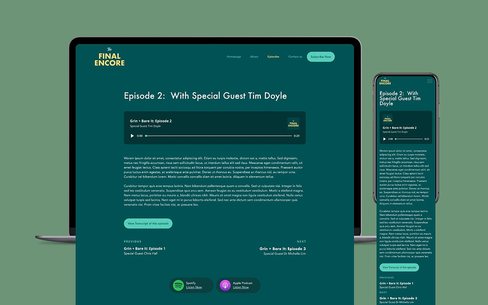 A single product page featuring the podcast episode playback and a transcript for those who prefer to read.
