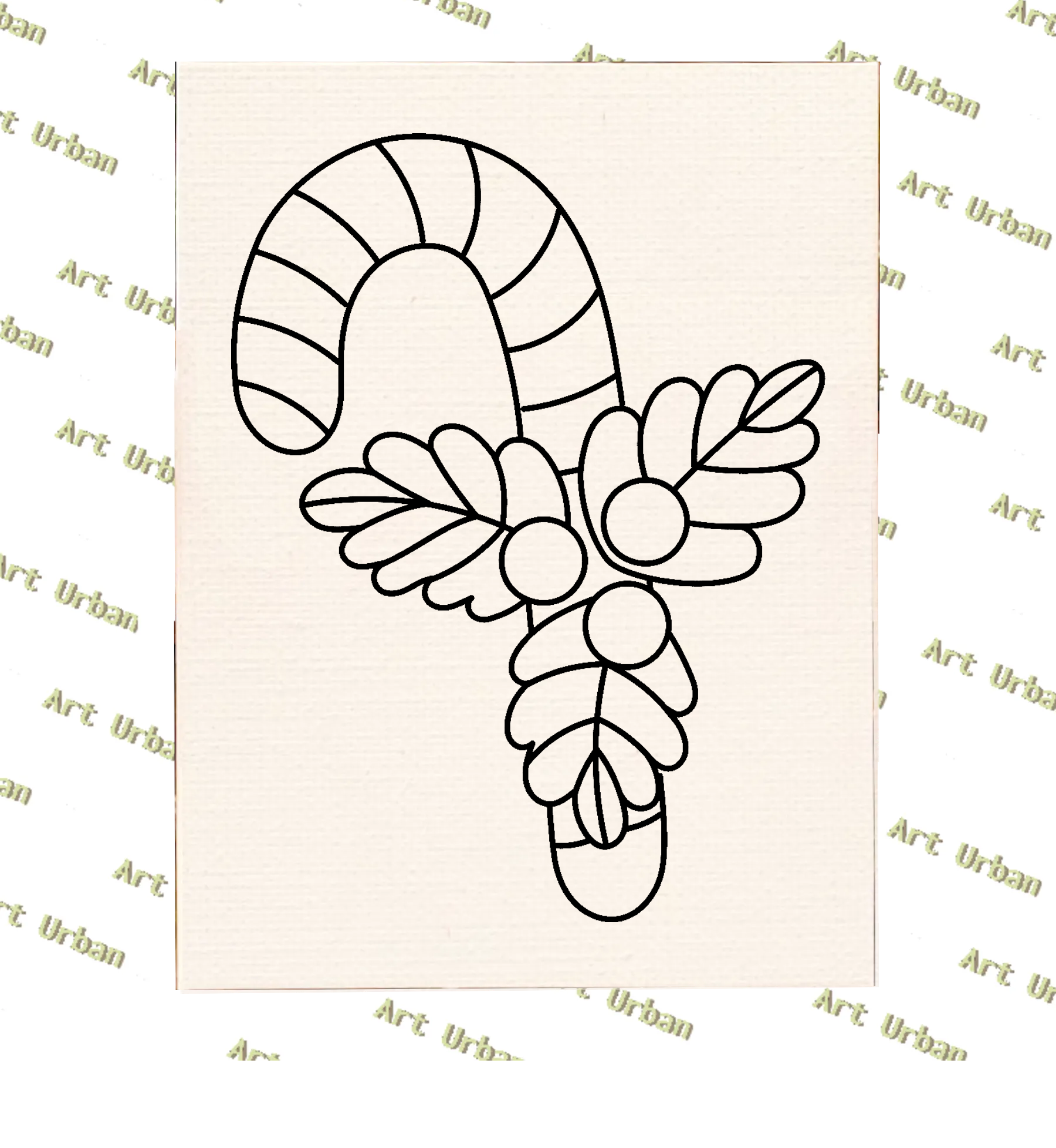 Christmas Candy Cane / Holiday Presketched Canvas, Kids Painting, Kids Pain