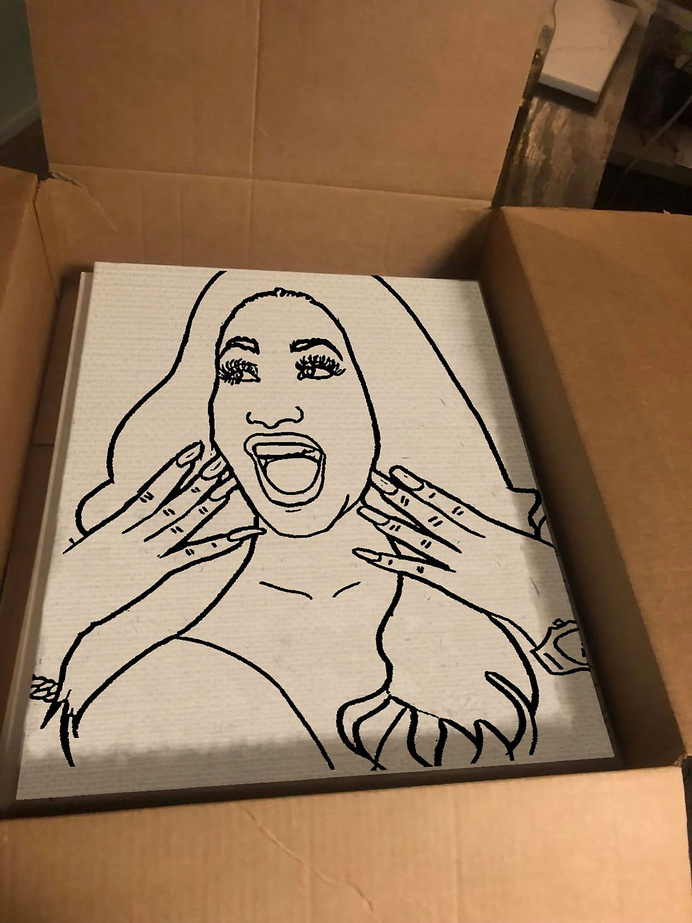 Thumbnail: Cardi B 1 Pre Drawn Canvas for Painting, Sip and Paint Canvas