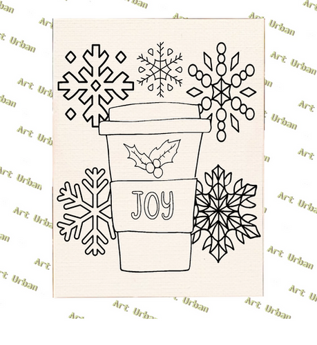 Christmas Coffee / Holiday Presketched Canvas, Kids Painting, Kids