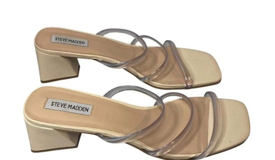Steve Madden Hanya Clear Strap Block Heel
