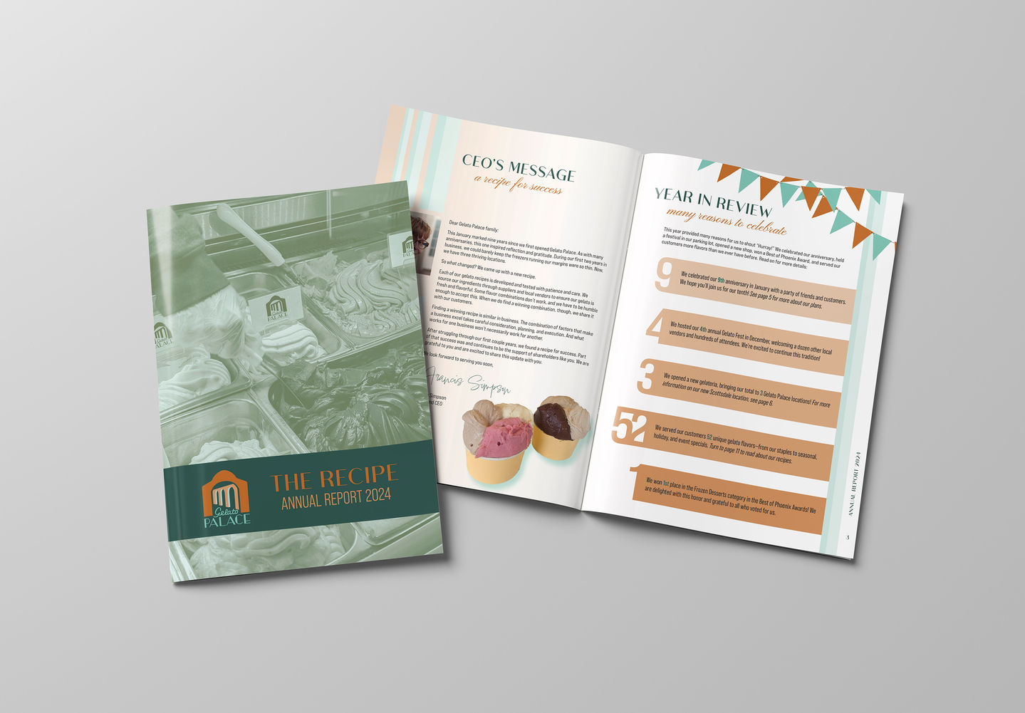 GP annual report cover & spread mockup