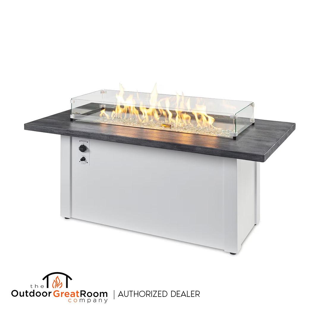 Havenwood Fire Pit Table with Carbon Grey Everblend Top and White Base