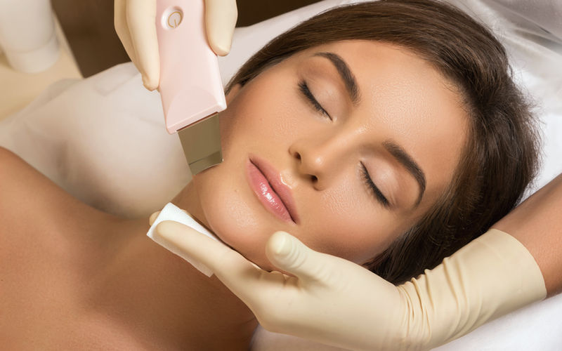 Professional skin treatment in a beauty salon