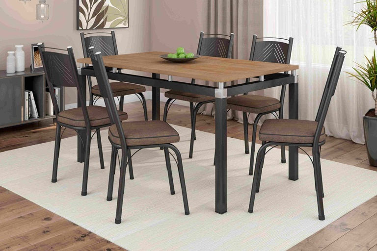 CONJ. MESA ARTEFAMOL 136X80 MALVA 6CAD.