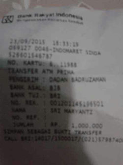 resi transfer dari pasien TOKO AURA