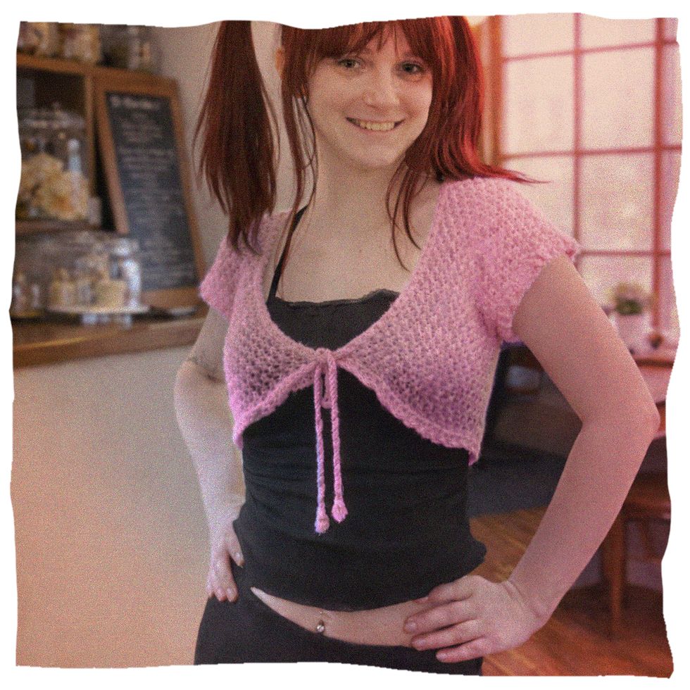 Thumbnail: candy tie-front shrug
