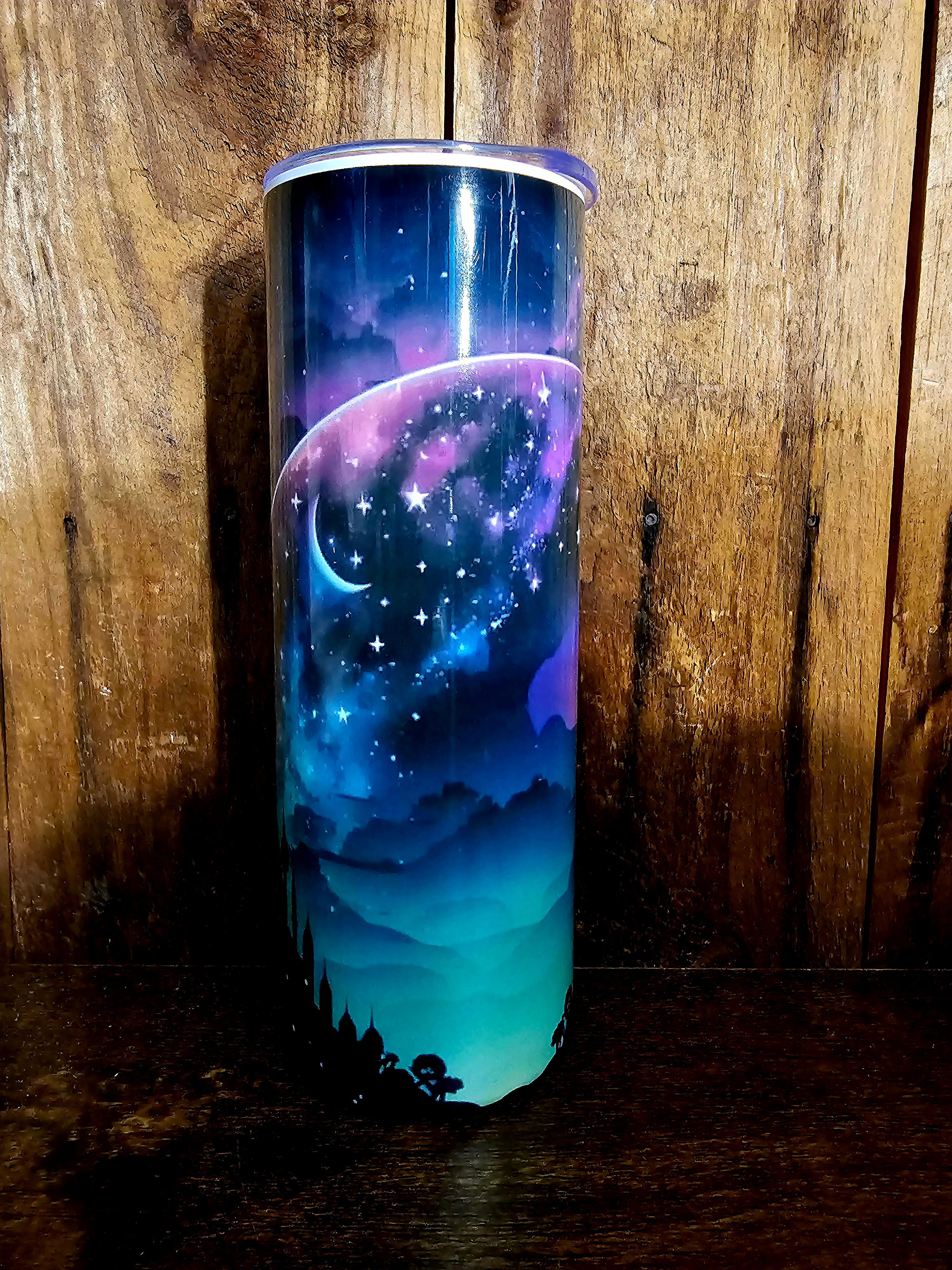 20 oz Insulated Tumbler-Moon, Night Sky, Northern Lights