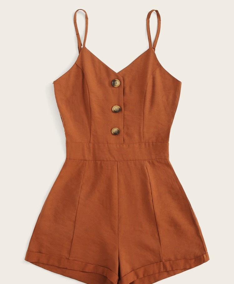 Thumbnail: Plus Button Rolled Hem Cami Romper