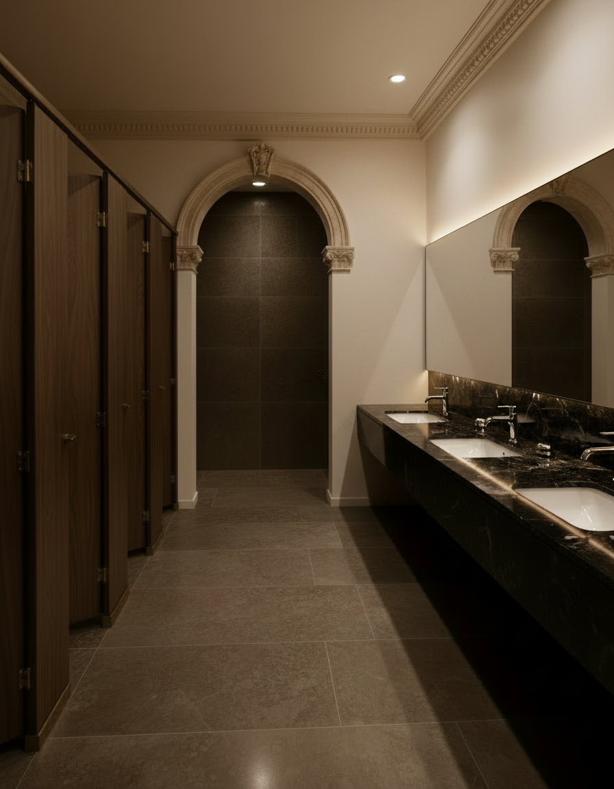 Modern restroom design by a commercial interior designer