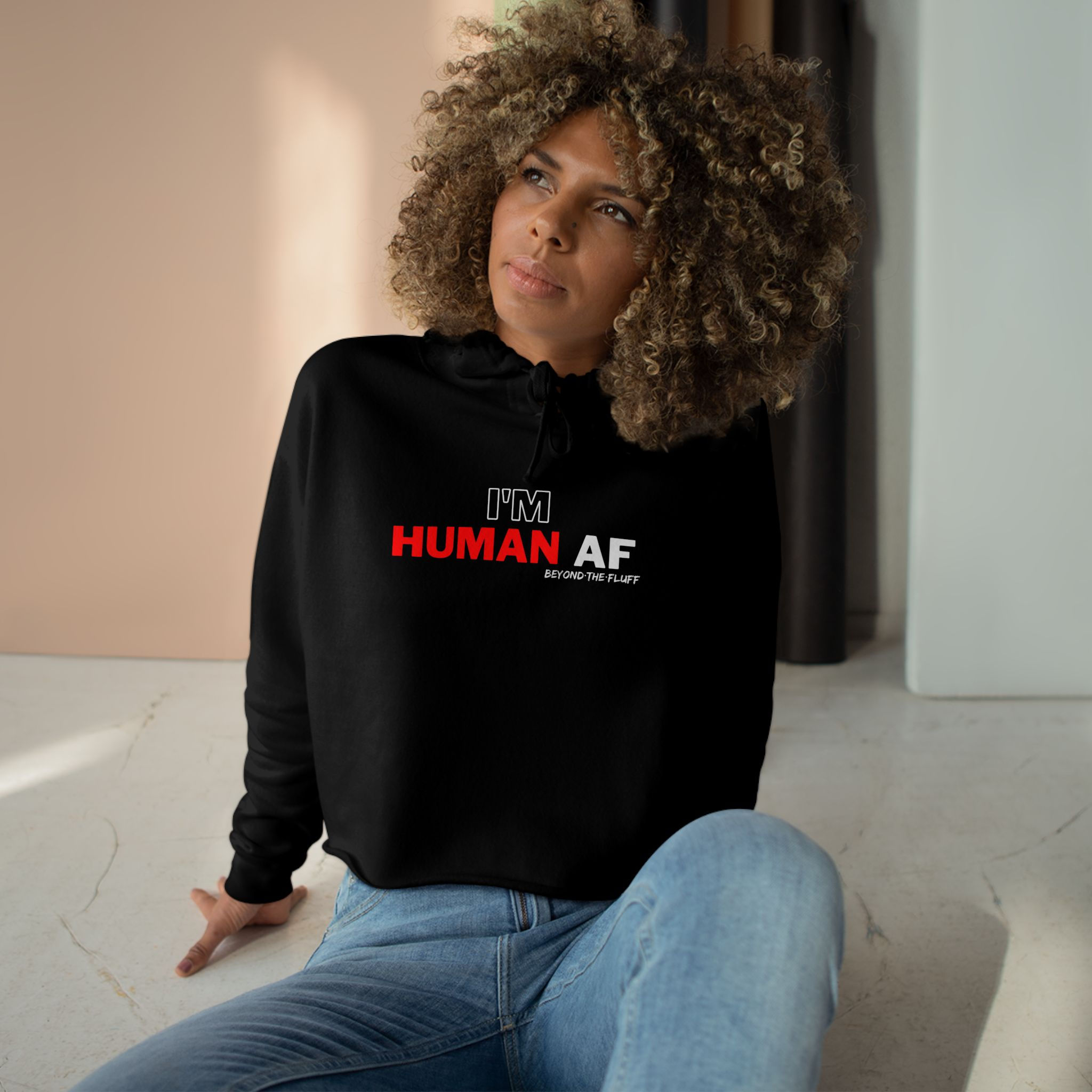 I'm Human AF (Red/White) | Women’s Crop Hoodie