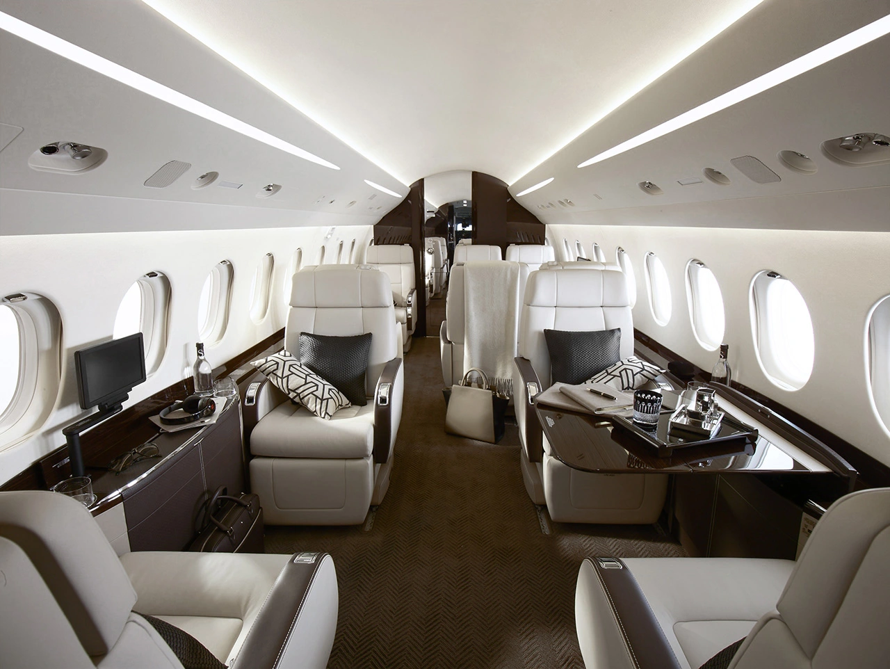 luxurious private jet interior 