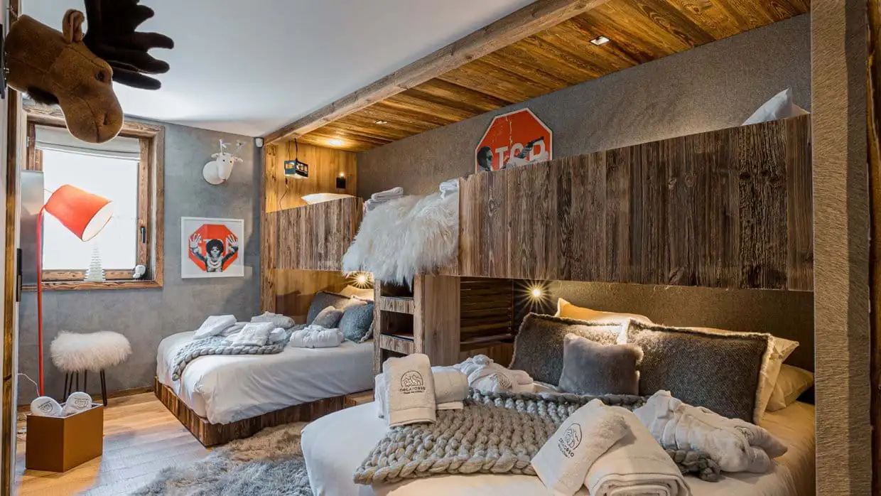 a kids room in luxury chalet