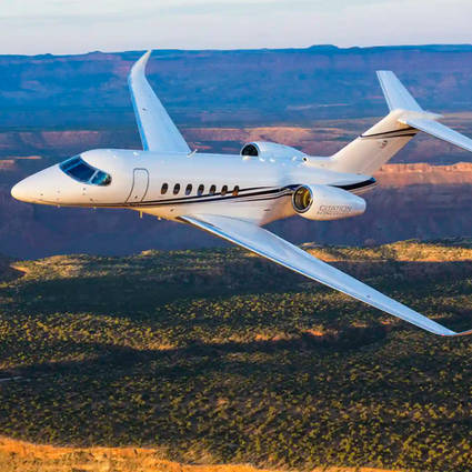 private jet in flight