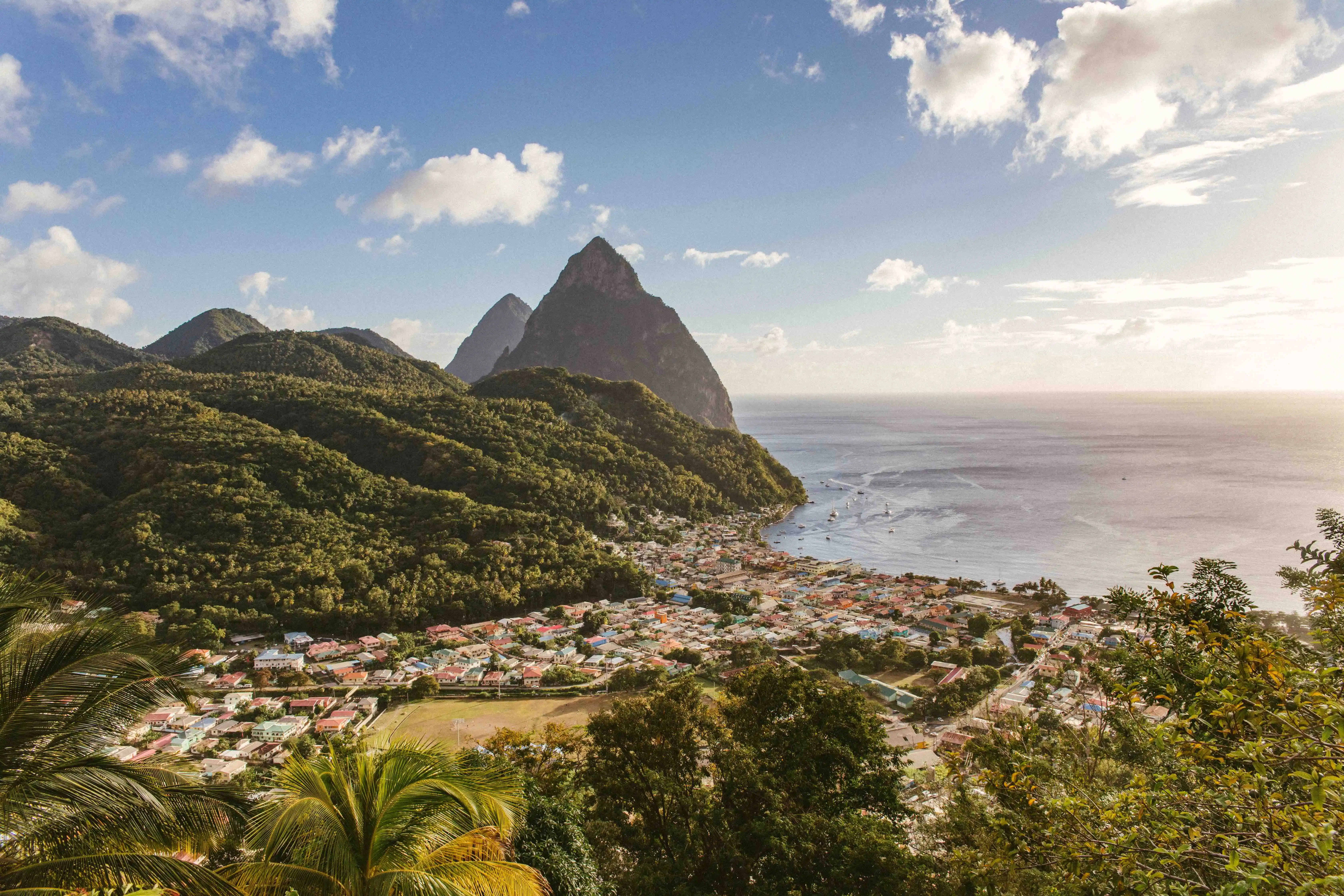 st lucia landscape with pitons
