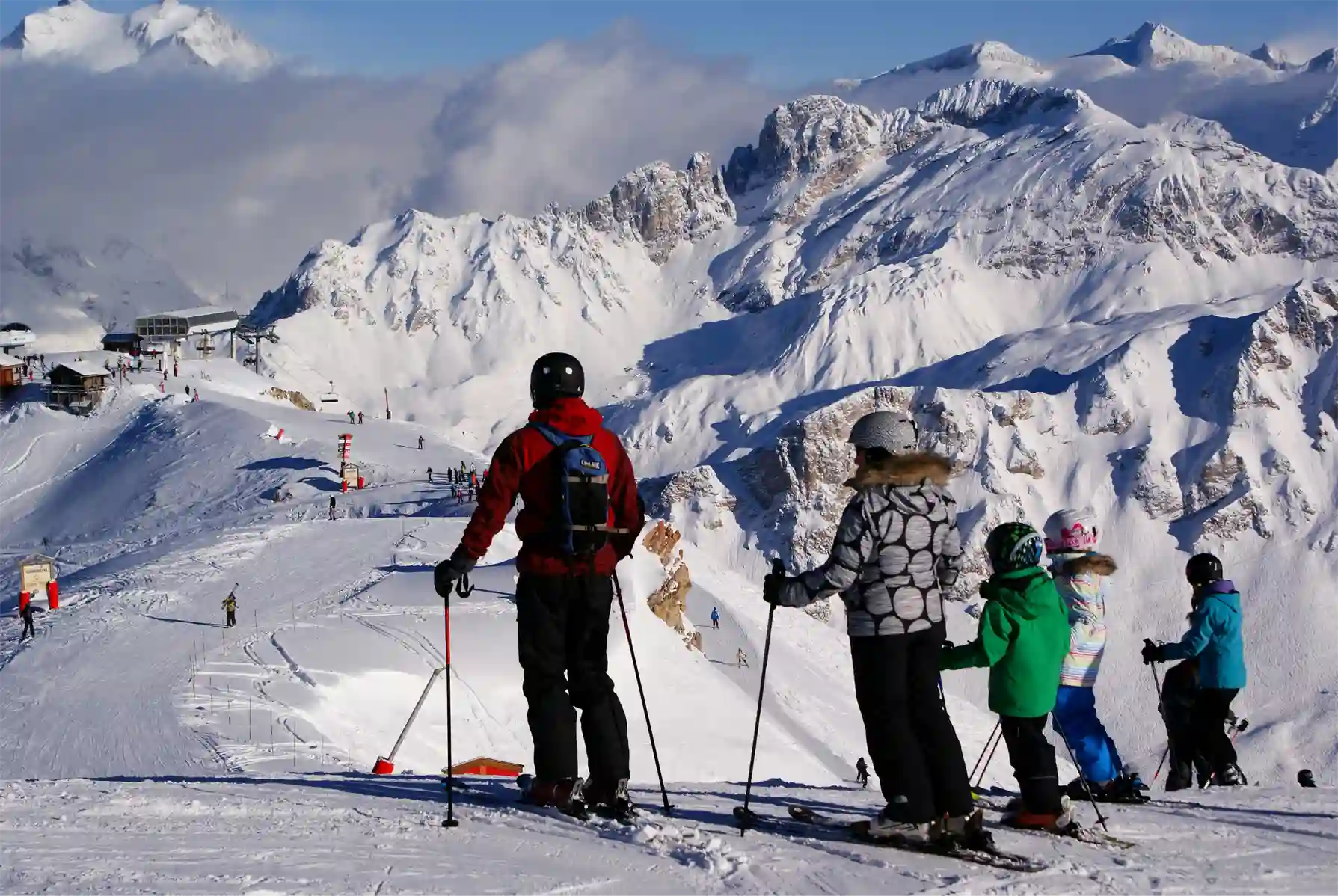 A group of skiers in Courchevel, France