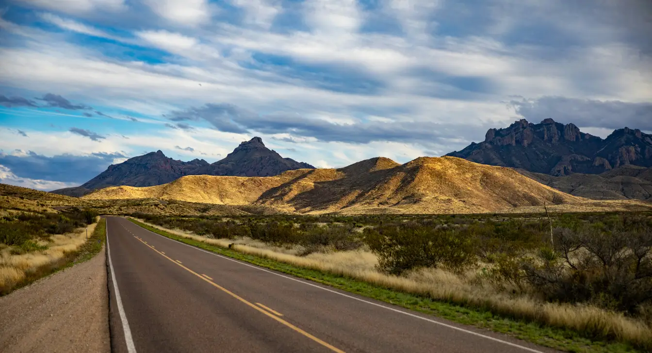 Open road in Big Bend National Park, TX, USA