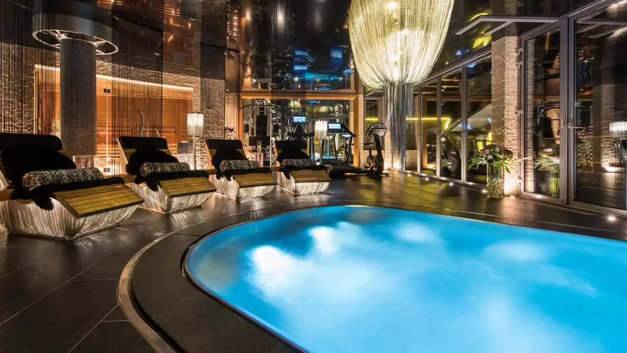 an indoor swimming pool