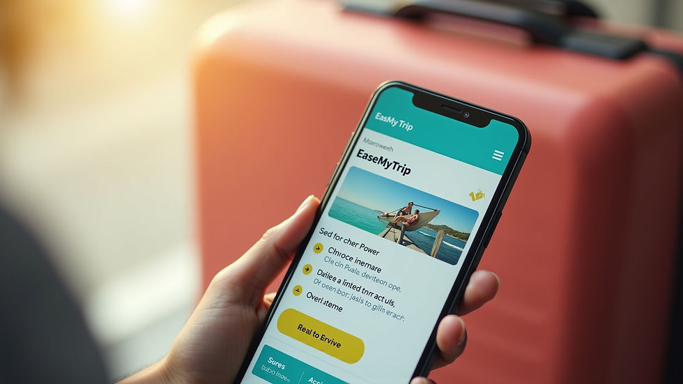 EaseMyTrip 2025 booking dashboard showing smooth service, positive user experience, and rising traveler trust.