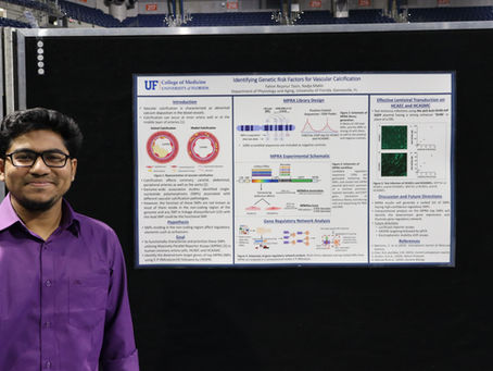 Fahim, Paola and Carlos present posters at the COM Celebration of Research