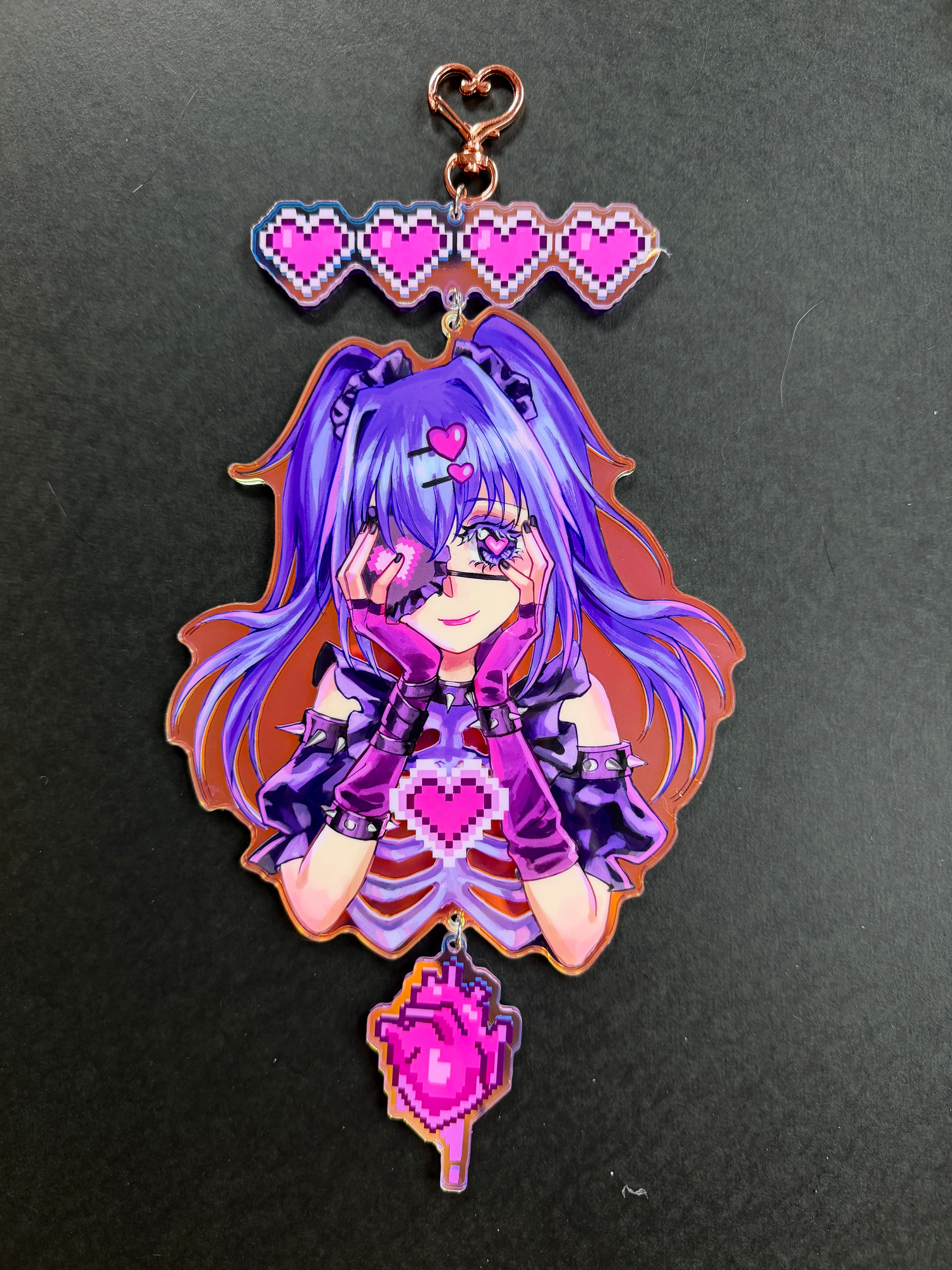Pixel Love Huge Holographic Acrylic Charm