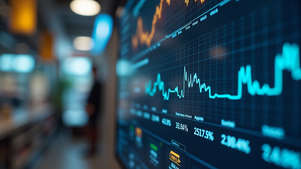 Close-up view of a digital merchandising dashboard showing product categories and sales data