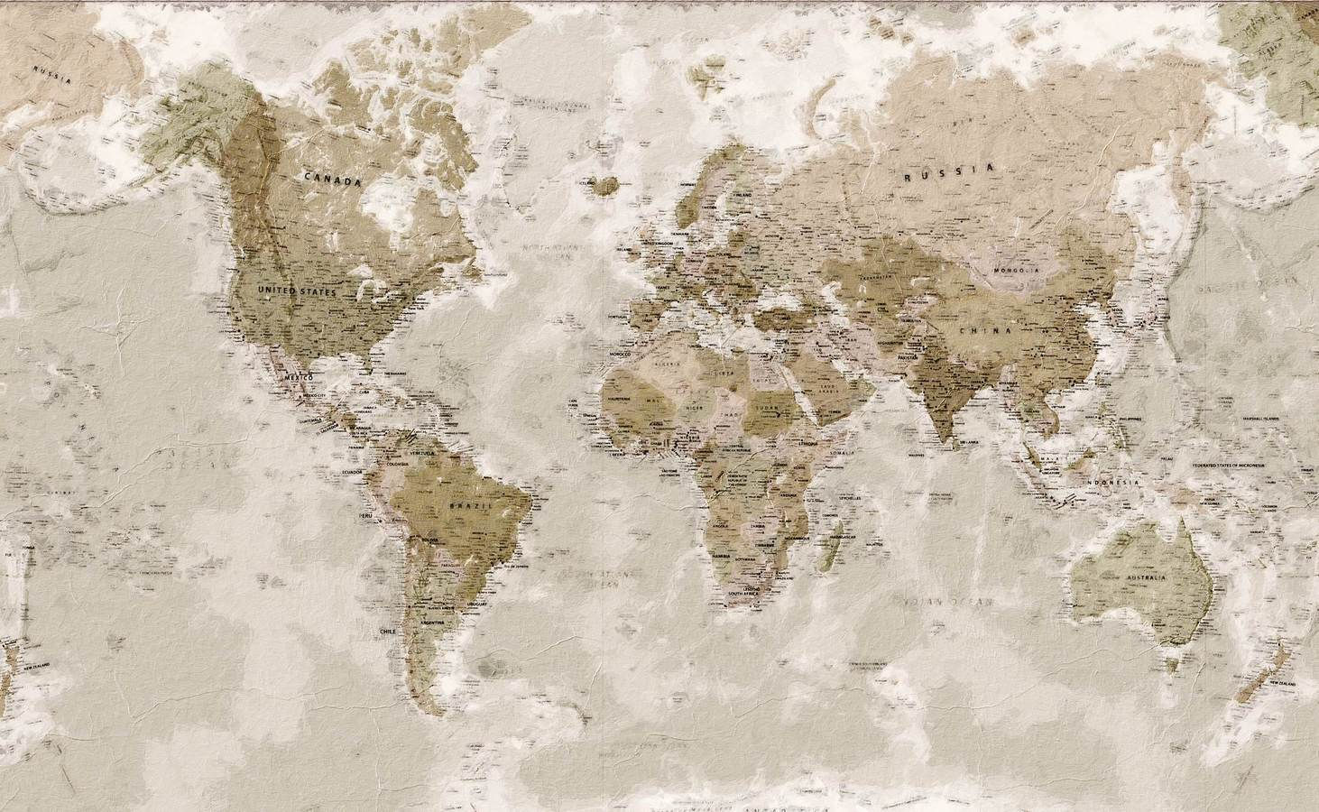 Коричневая политическая карта мира