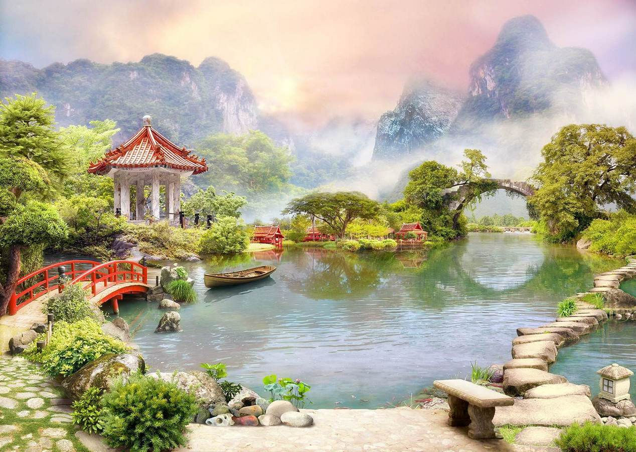 Фотообои с красивым китайским садом