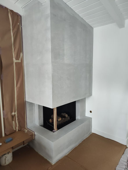 Fireplace Marble Faux Finish. Base Coat