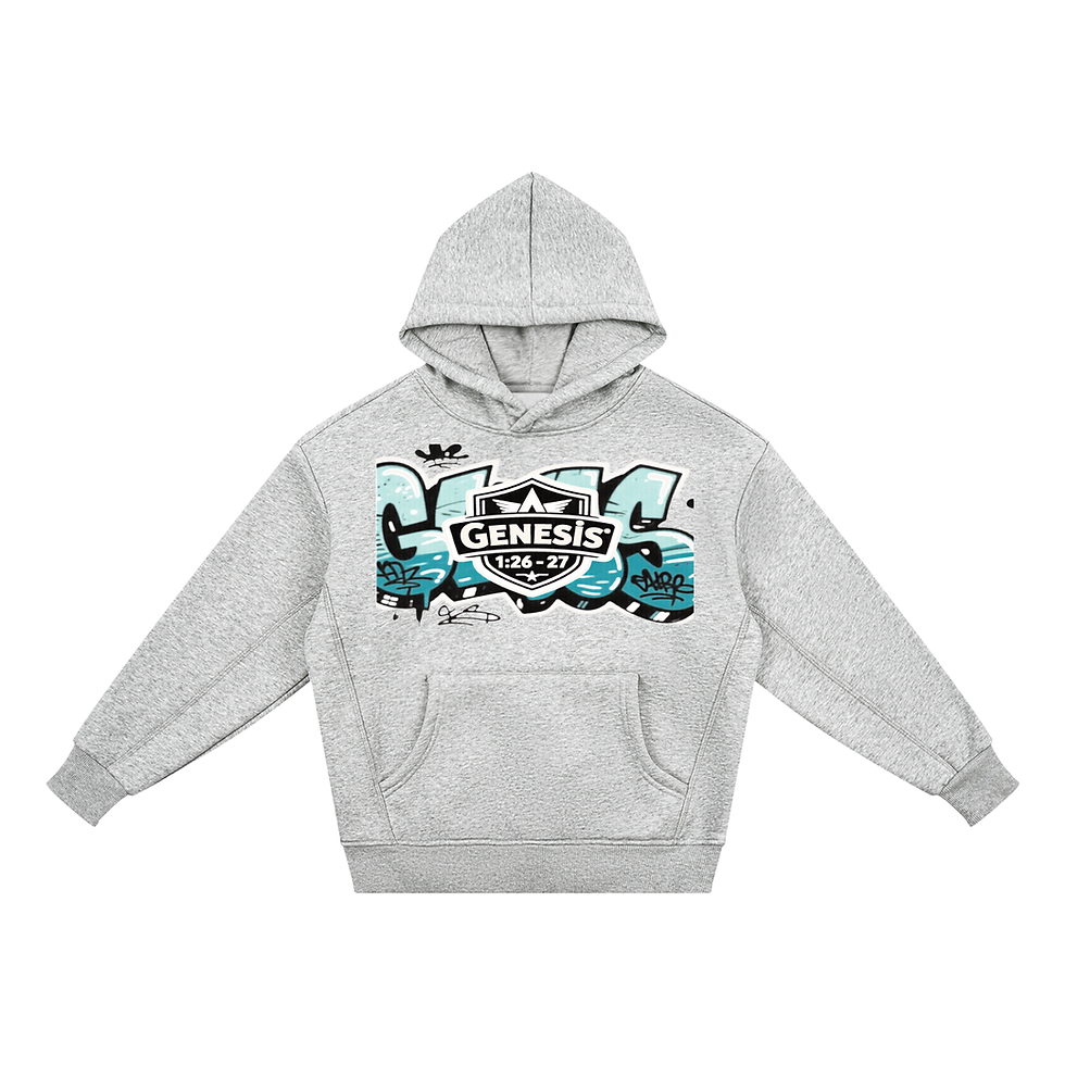 Snow Washed Loose Cotton Hoodie with Genesis graffiti logo