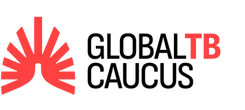 Global TB Caucus logo featuring a bold red abstract lung symbol radiating outward, alongside the words “Global TB Caucus”
