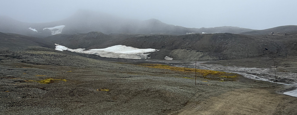 snow patches along a dirt road