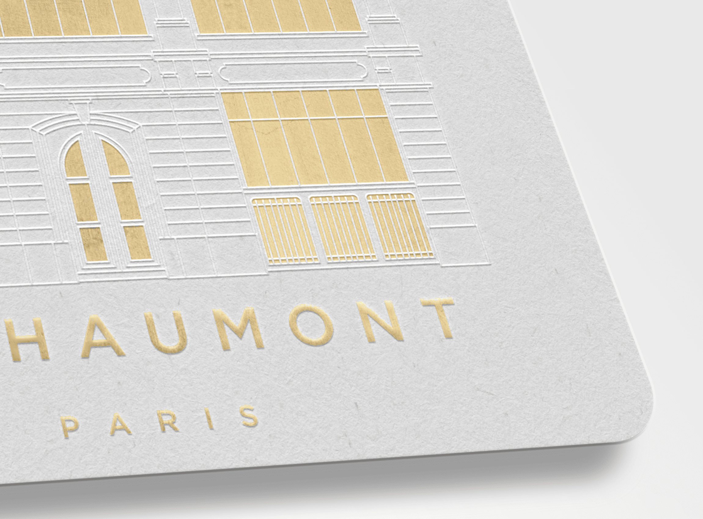 Détail d’illustration embossée – design raffiné pour papeterie haut de gamme
