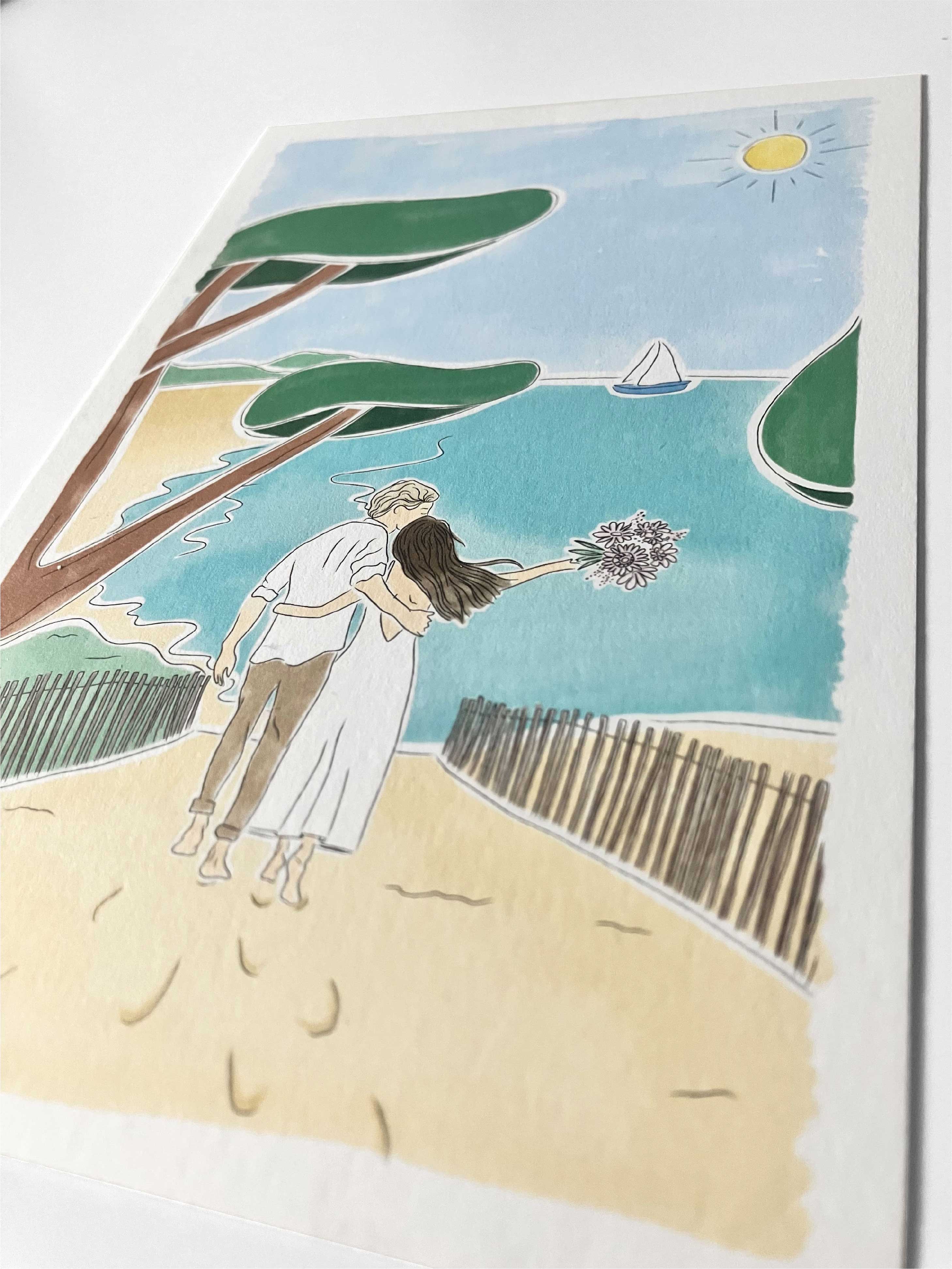Papeterie de mariage illustrée – composition artistique pour annonce de mariage