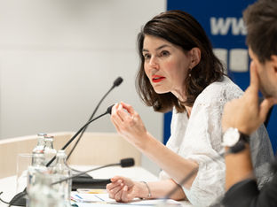 Valérie Glatigny lors d'un bureau politique du MR