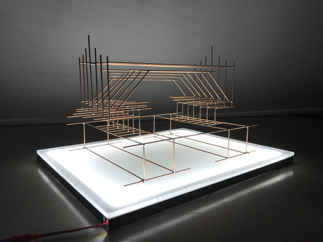 Art Object Made By Steel Copper Plated On Led Light