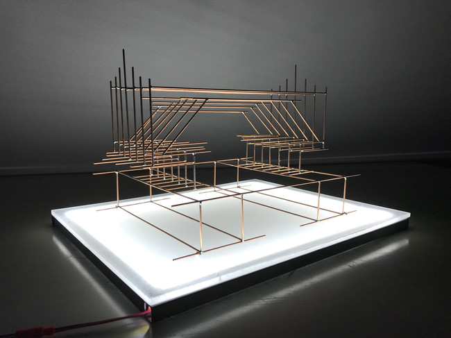 Art Object Made By Steel Copper Plated On Led Light
