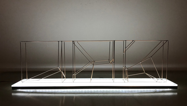 Art Object Made By Steel Copper Plated On Led Light