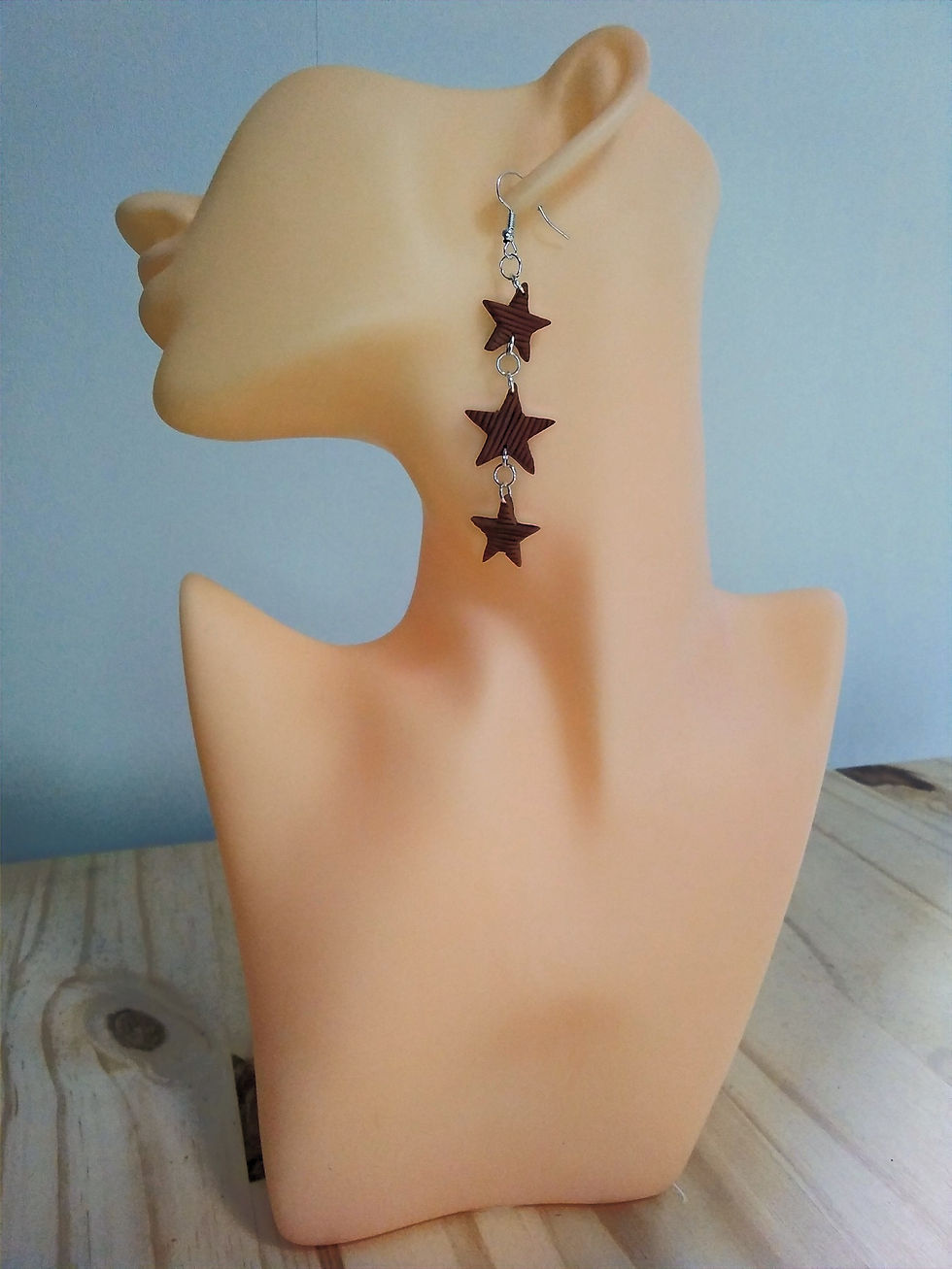 Miniature : boucles d'oreilles trois étoiles cuivrées
