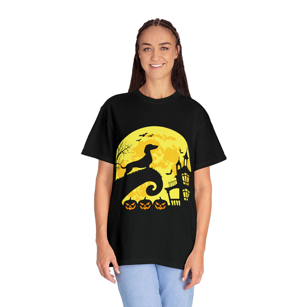 Thumbnail: Dachshund Halloween Unisex Garment-Dyed T-shirt