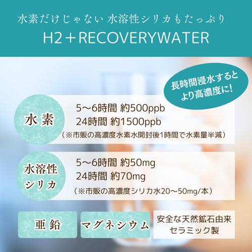 ミネラル水素水 H2＋RECOVERY WATER（水素/シリカ/亜鉛/溶出スティック