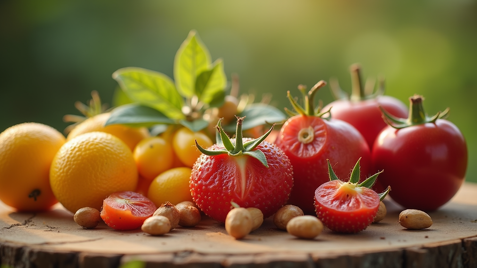 Close-up de produtos naturais em embalagem reciclável
