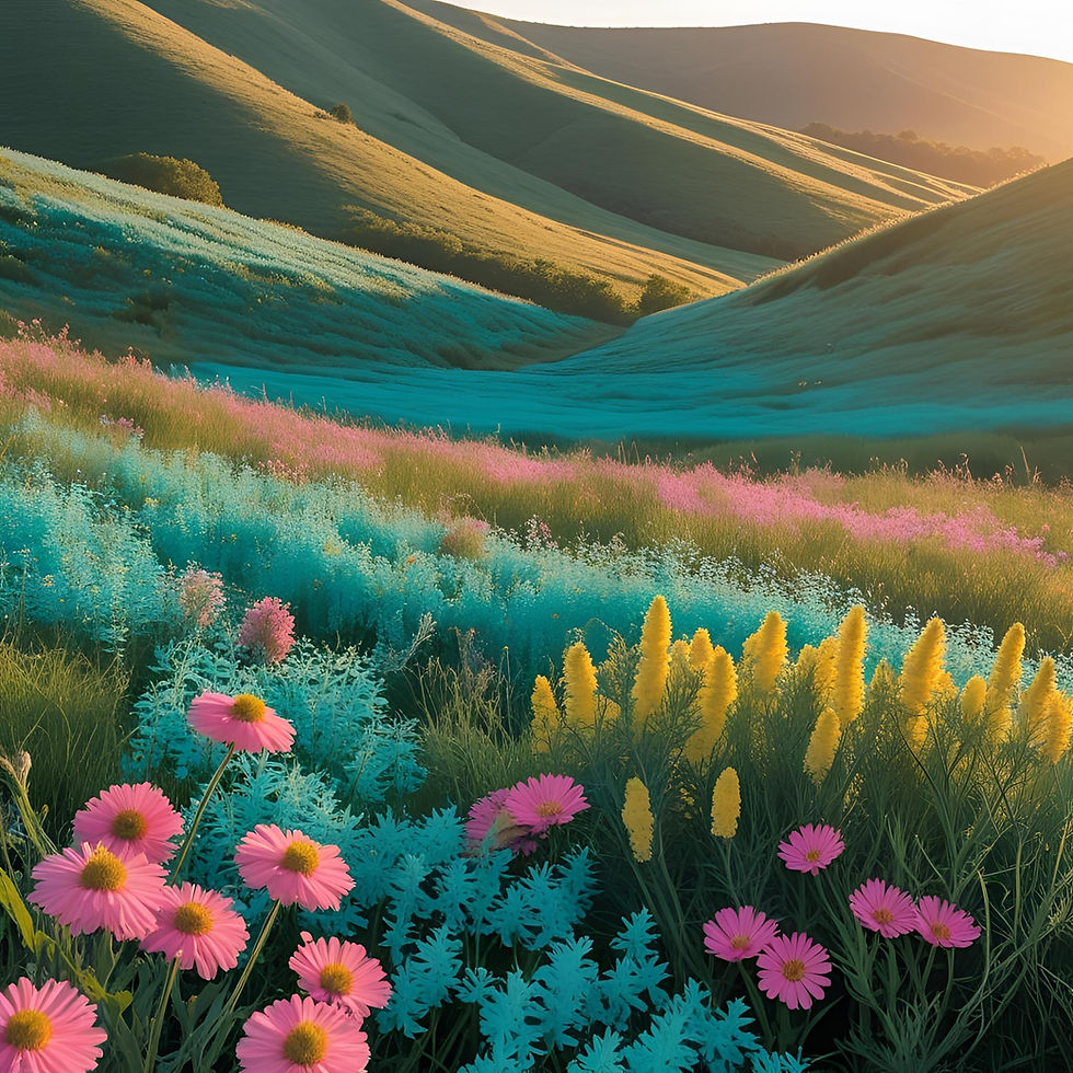 Echte Blumenwiese, türkis, pink und gelb.jpeg