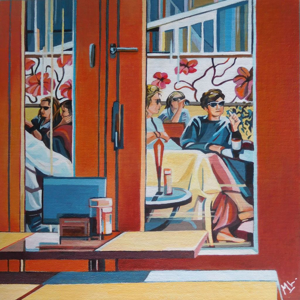 Cafe reflections - original painting