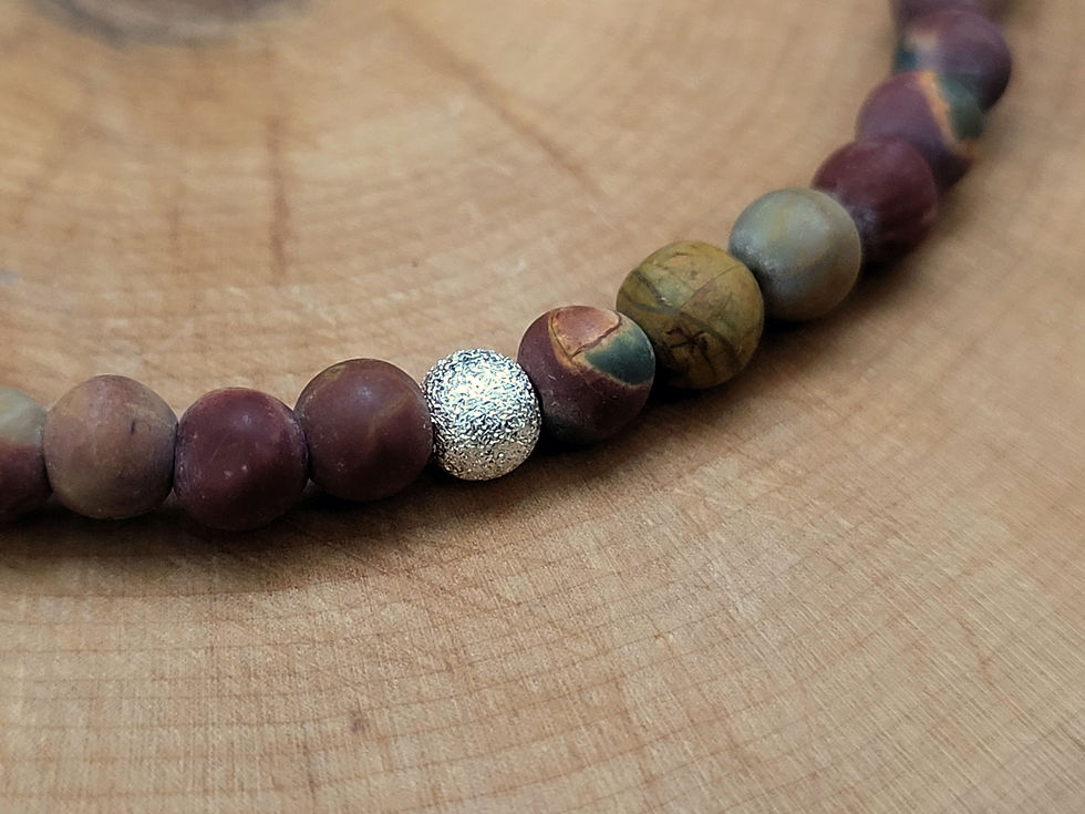 Miniaturbild: Armband elastisch Picture Jaspis matt mit Silberkugel satiniert