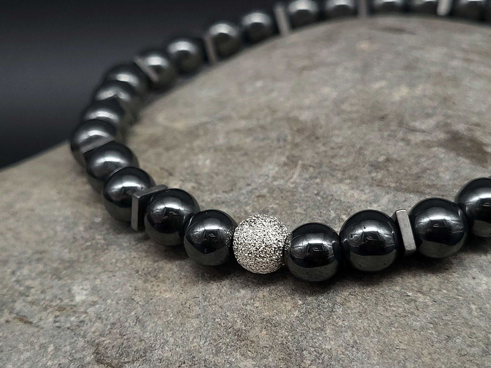 Miniaturbild: Armband elastisch Hämatit mit Silberkugel satiniert