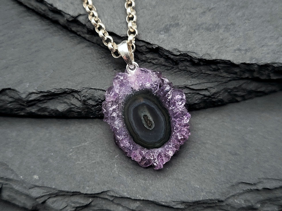 Miniaturbild: Amethyst Stalaktit Anhänger mit 925er Silberöse