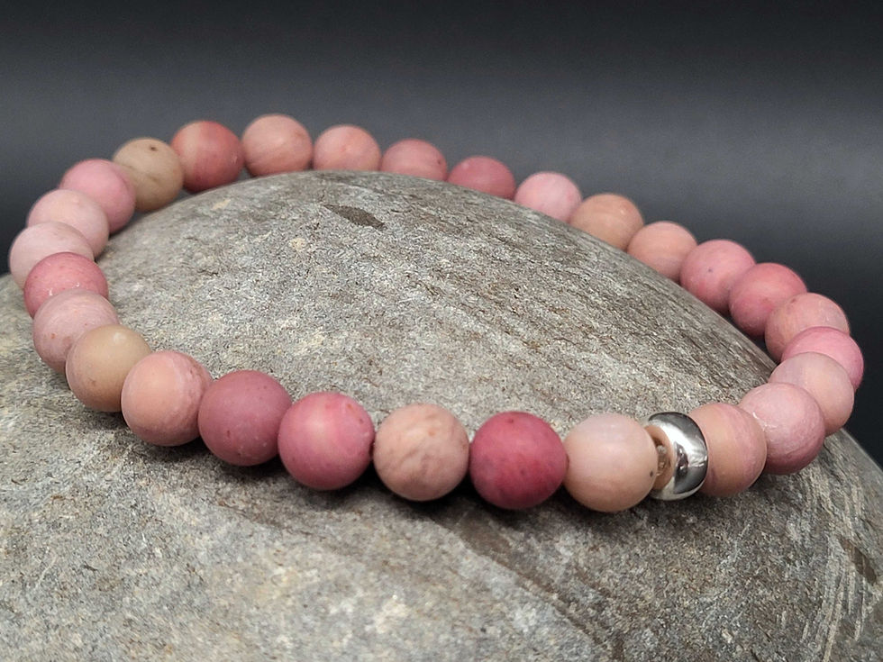 Miniaturbild: Armband elastisch Rhodonit matt mit Silberlinse