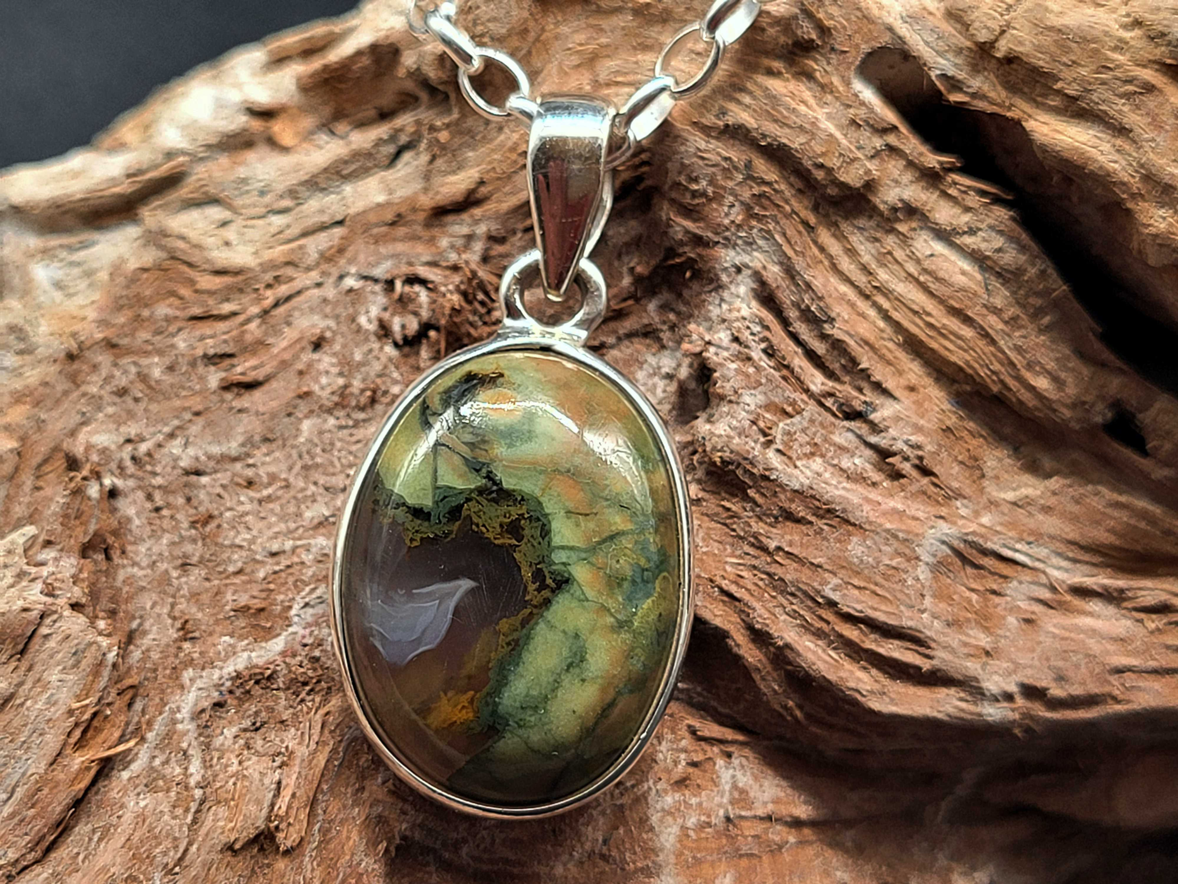 Rhyolith Anhänger in 925er Silber gefasst